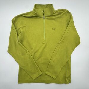 Arc’teryx Motus AR Quarter Zip Base Layer Neon Chartreuse Size Large